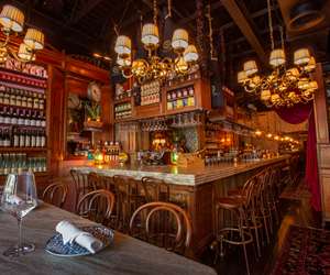 Corner of bar with romantic lighting 