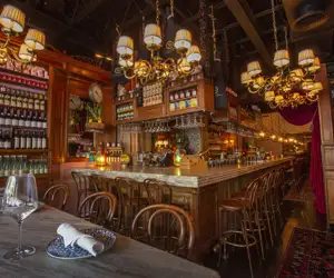 Corner of bar with romantic lighting 
