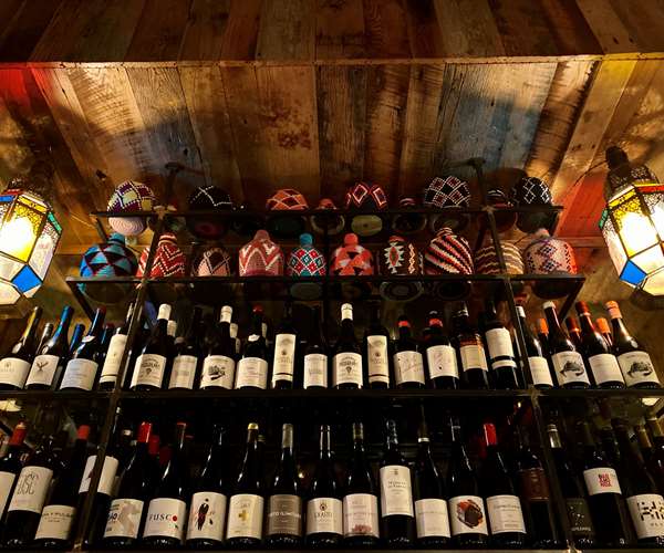 Wine shelving on bar back